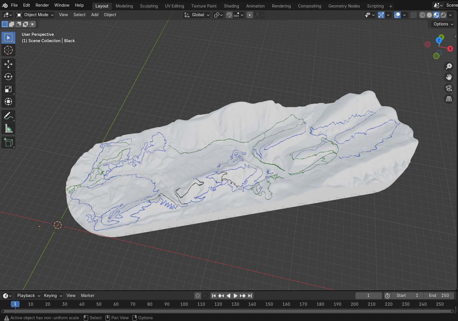 Blender Model of Topographic Map